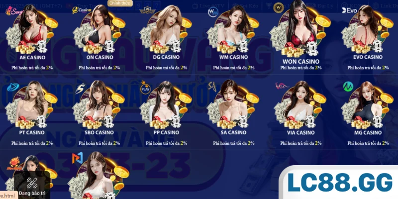 Sảnh Casino LC88 đa dạng và giá trị bậc nhất